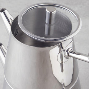 English Home New Aden Teekanne aus Stahl (Çaydanlık) 0,75-1,75 l Silber