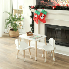 COZYCOLLECTIONS Kindertisch-Set mit Tiermotiv-Stühlen aus Naturholz