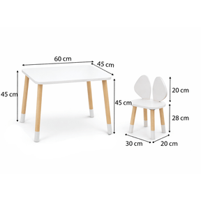 COZYCOLLECTIONS Kindertisch-Set mit Tiermotiv-Stühlen aus Naturholz