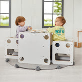 Cozy Collections Goldfinch Multifunktionstisch + 2 wandelbare Stühle – Weiß/Naturholz, 2-in-1, für Kinder 0–6 Jahre