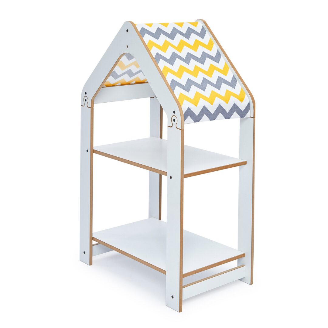Cozy Collections  Regal im Hausstil – Montessori-Bücherregal Chevron-Dach, Naturholz