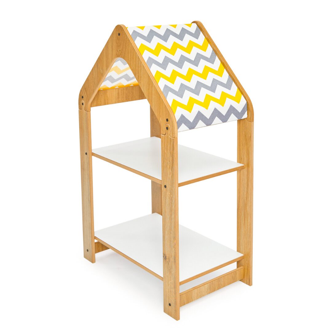 Cozy Collections  Regal im Hausstil – Montessori-Bücherregal Chevron-Dach, Naturholz