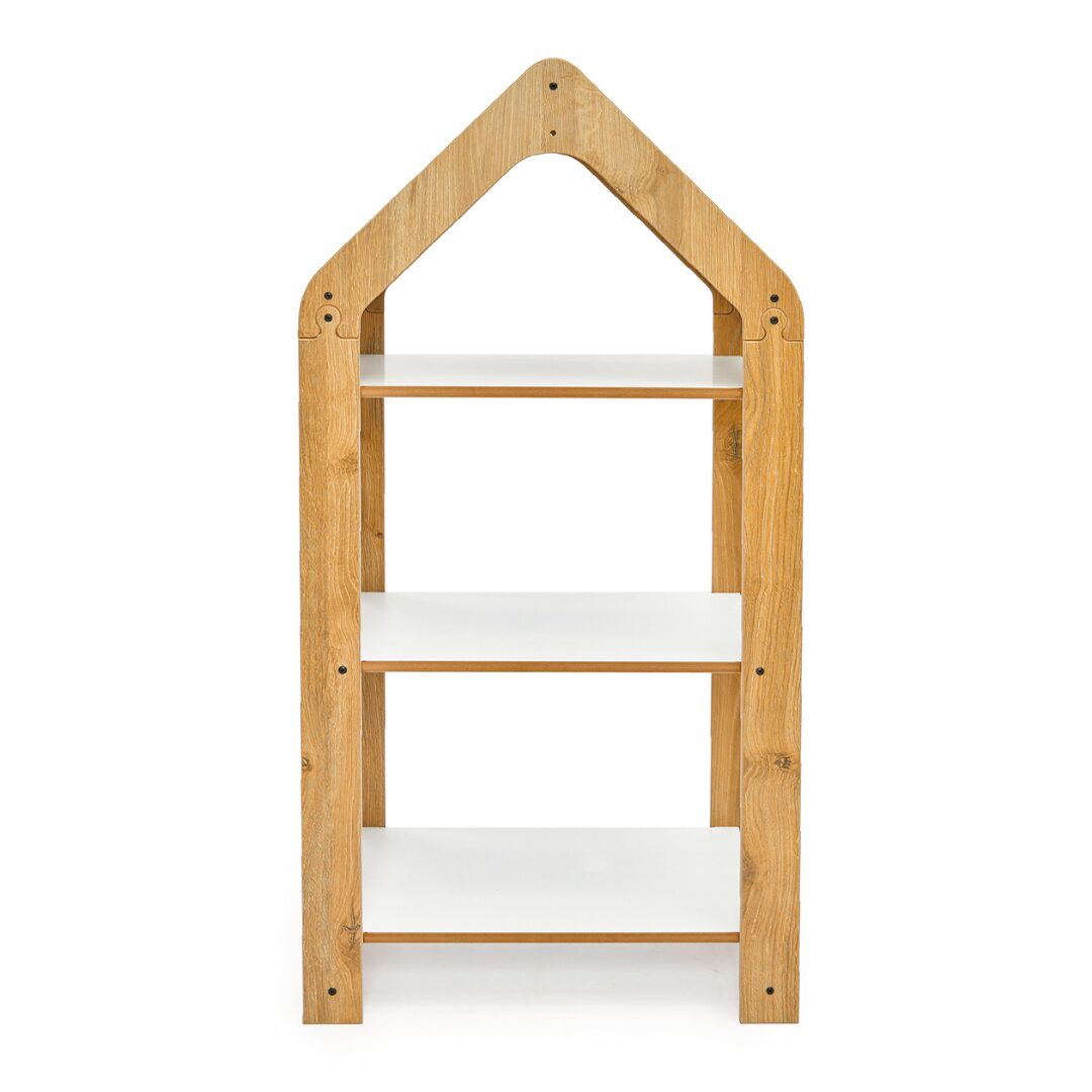 Cozy Collections  Regal im Hausstil – Montessori-Bücherregal Chevron-Dach, Naturholz