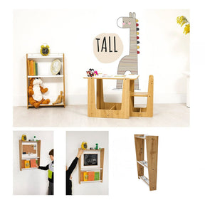 Cozy Collections Kranich-Wandregal mit 3 Ebenen – Naturholz/Weiß, H70 × B47 × T16 cm, Tragkraft 10 kg