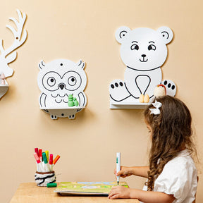 Cozy Collections Wandregal für Kinder mit 3 Waldtieren aus Naturholz – Bär, Eule & Reh, einzeln oder 3er-Set