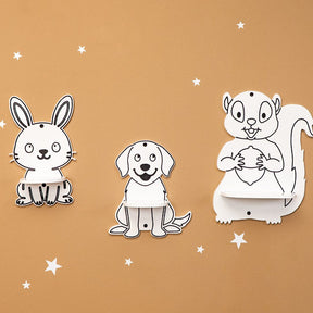 Cozy Collections Wandregal für Kinder mit 3 niedlichen Tieren aus Naturholz – Hase, Hund & Eichhörnchen, einzeln oder 3er-Set