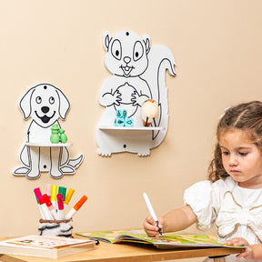 Cozy Collections Wandregal für Kinder mit 3 niedlichen Tieren aus Naturholz – Hase, Hund & Eichhörnchen, einzeln oder 3er-Set