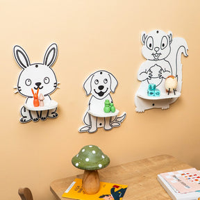 Cozy Collections Wandregal für Kinder mit 3 niedlichen Tieren aus Naturholz – Hase, Hund & Eichhörnchen, einzeln oder 3er-Set