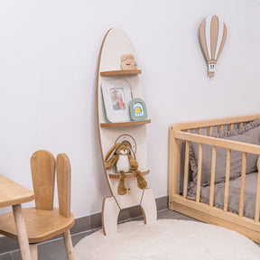 Cozy Collections Raketen-Wandregal in Weiß und Naturholz – 3 Ablagen, 110 × 38 × 4 cm, Weltraum-Design