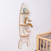 Cozy Collections Raketen-Wandregal in Weiß und Naturholz – 3 Ablagen, 110 × 38 × 4 cm, Weltraum-Design