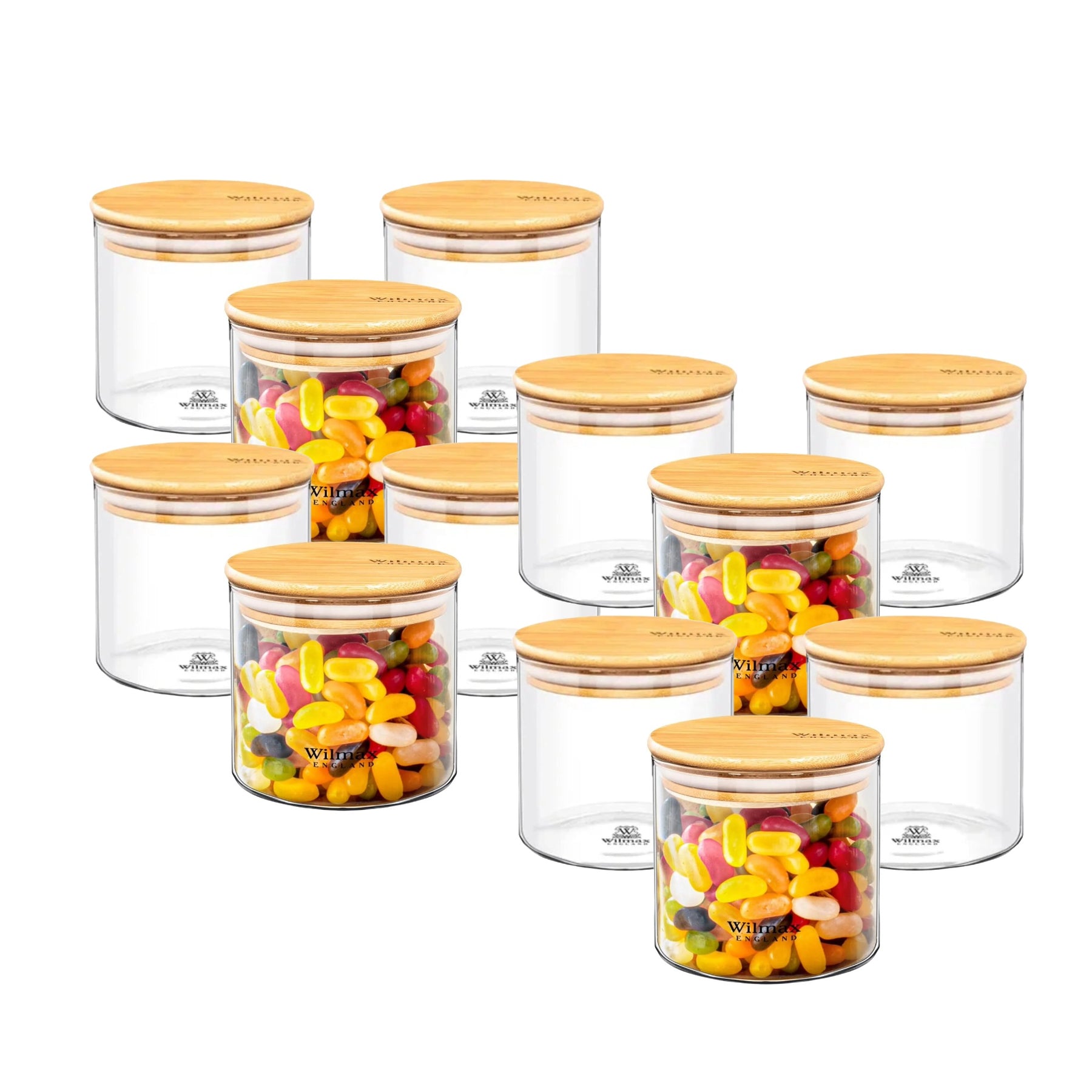 Wilmax Vorratsglas 2000 ml mit Bambusdeckel Transparent WL-888510/A