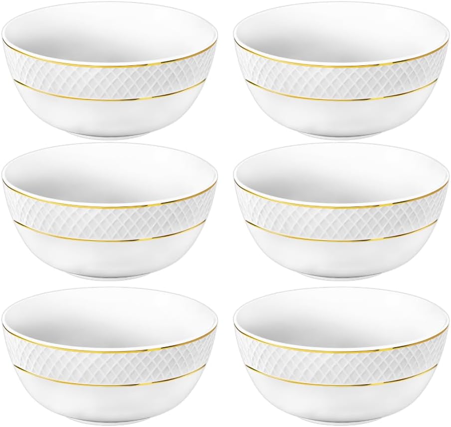 Wilmax Schale 16 cm Weiß Goldrand Porzellan 6er Set WL-880102368/A6