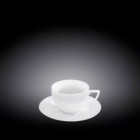 Wilmax Tasse mit Untertasse 90 ml Weiß Porzellan 6er Set WL-880101400/AB6