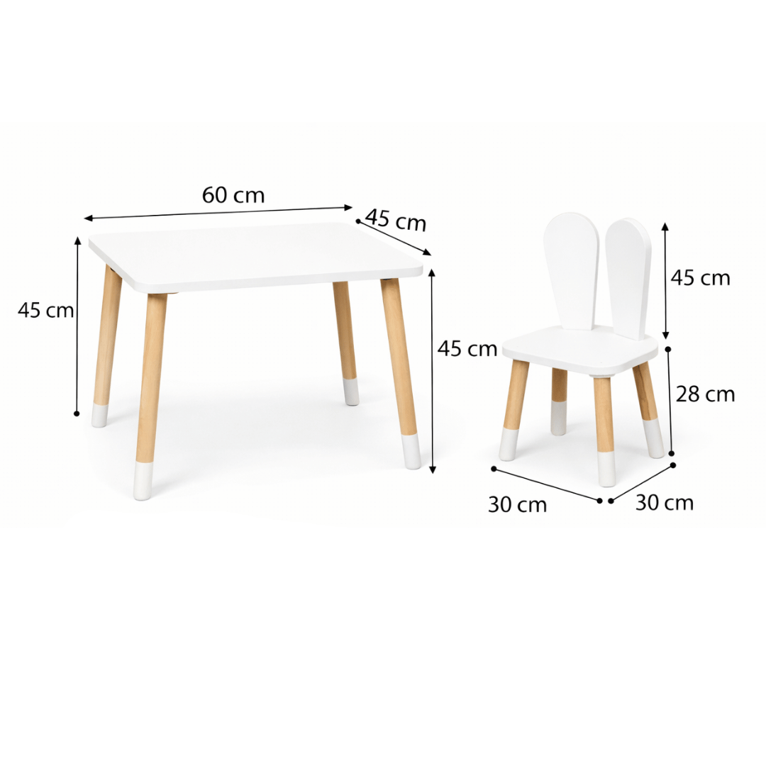 COZYCOLLECTIONS Kindertisch-Set mit Tiermotiv-Stühlen aus Naturholz
