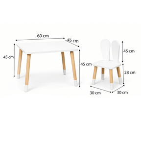 COZYCOLLECTIONS Kindertisch-Set mit Tiermotiv-Stühlen aus Naturholz