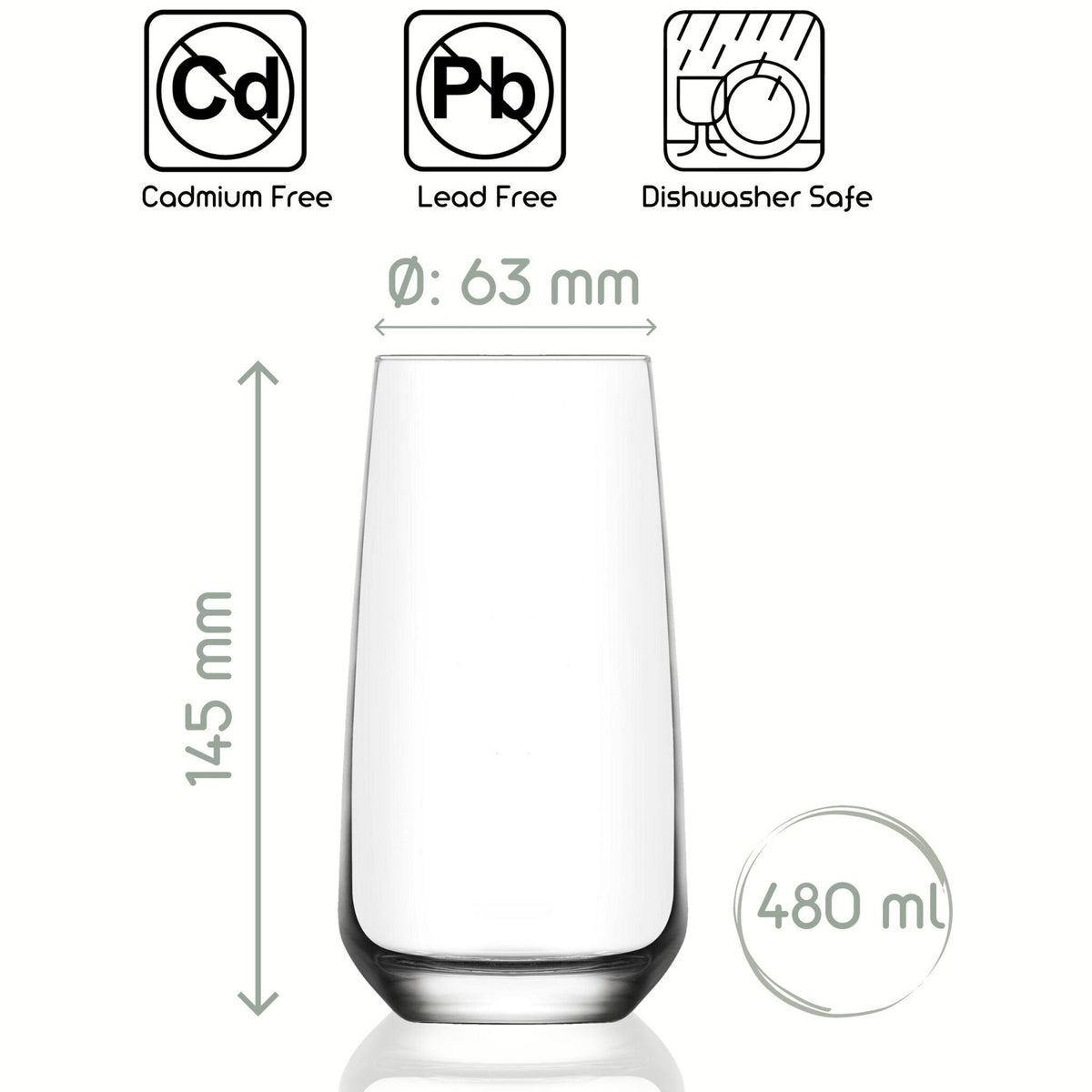 LAV Lal Longdrinkgläser – 480 ml (16 1/4 oz), 6er Set