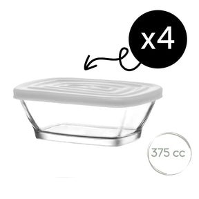 LAV Defne Glasbehälter mit Deckel 4er Set 375 ml