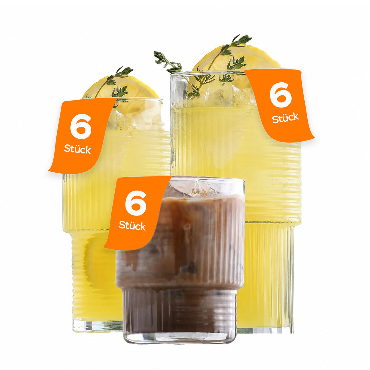 LAV Helen Gläser-Set -18-Teilig (325ml, 400ml, 515ml) - Produktabmessungen - 2