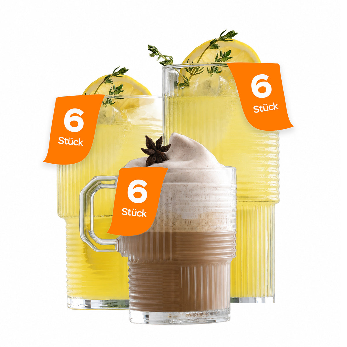 LAV Helen Gläser Set - Longdrink & Teegläser, 18-teilig (270ml, 400ml, 515ml)