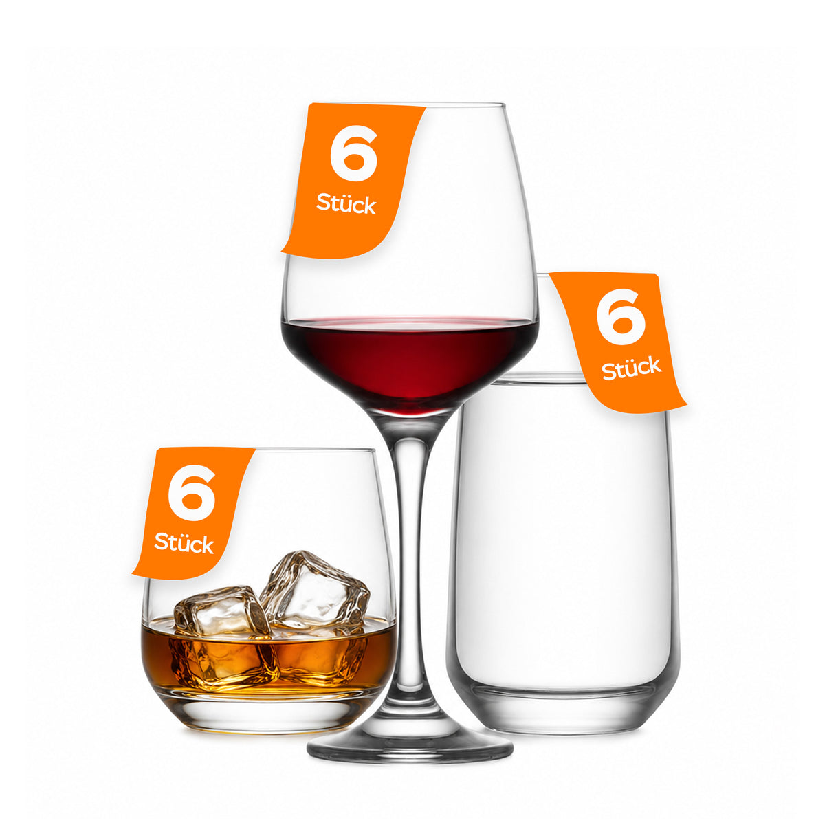 LAV Softdrink-Wasser-Set mit Fuß aus Glas-18-teiliges - Detailansicht