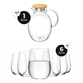 LAV Weingläser 6er Set 475 ml Wilmax Glaskrug Set 2400 ml
