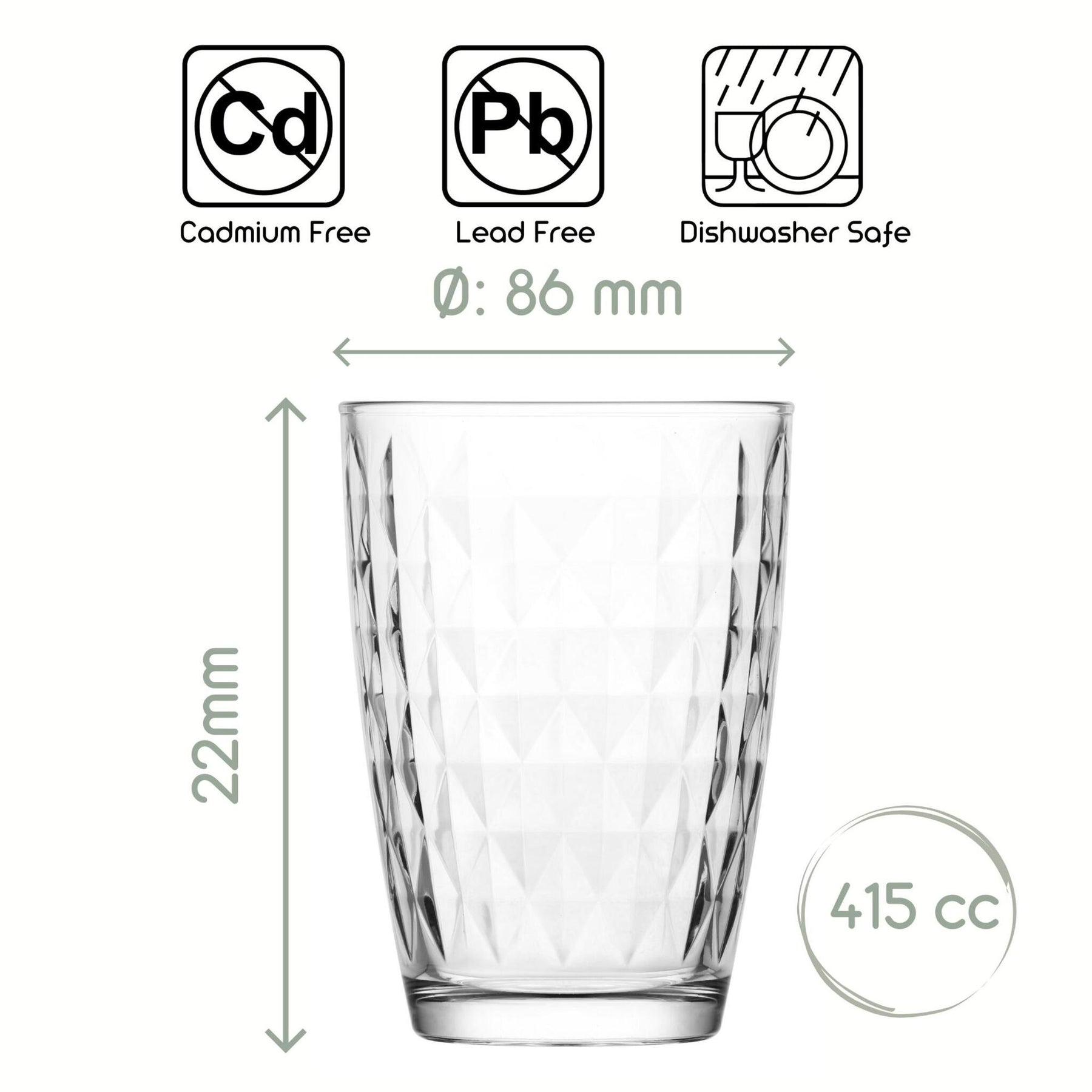 LAV Artemis Longdrinkgläser – 415 ml (14 oz), 6er Set