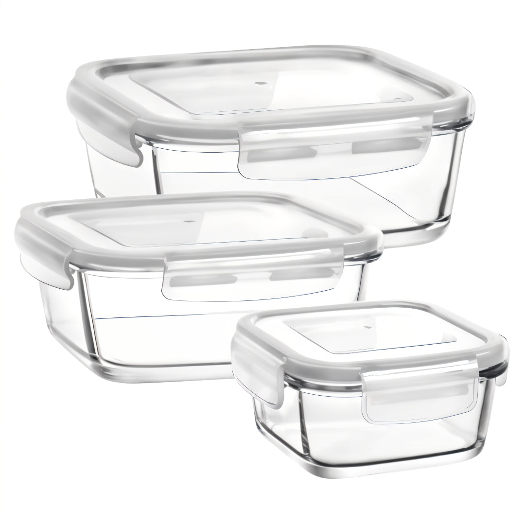 LAV Fresco Glas 3-tlg. Frischhaltedosen Set, 1150 ml, 720 ml und 375 ml