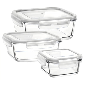 LAV Fresco Glas 3-tlg. Frischhaltedosen Set, 1150 ml, 720 ml und 375 ml