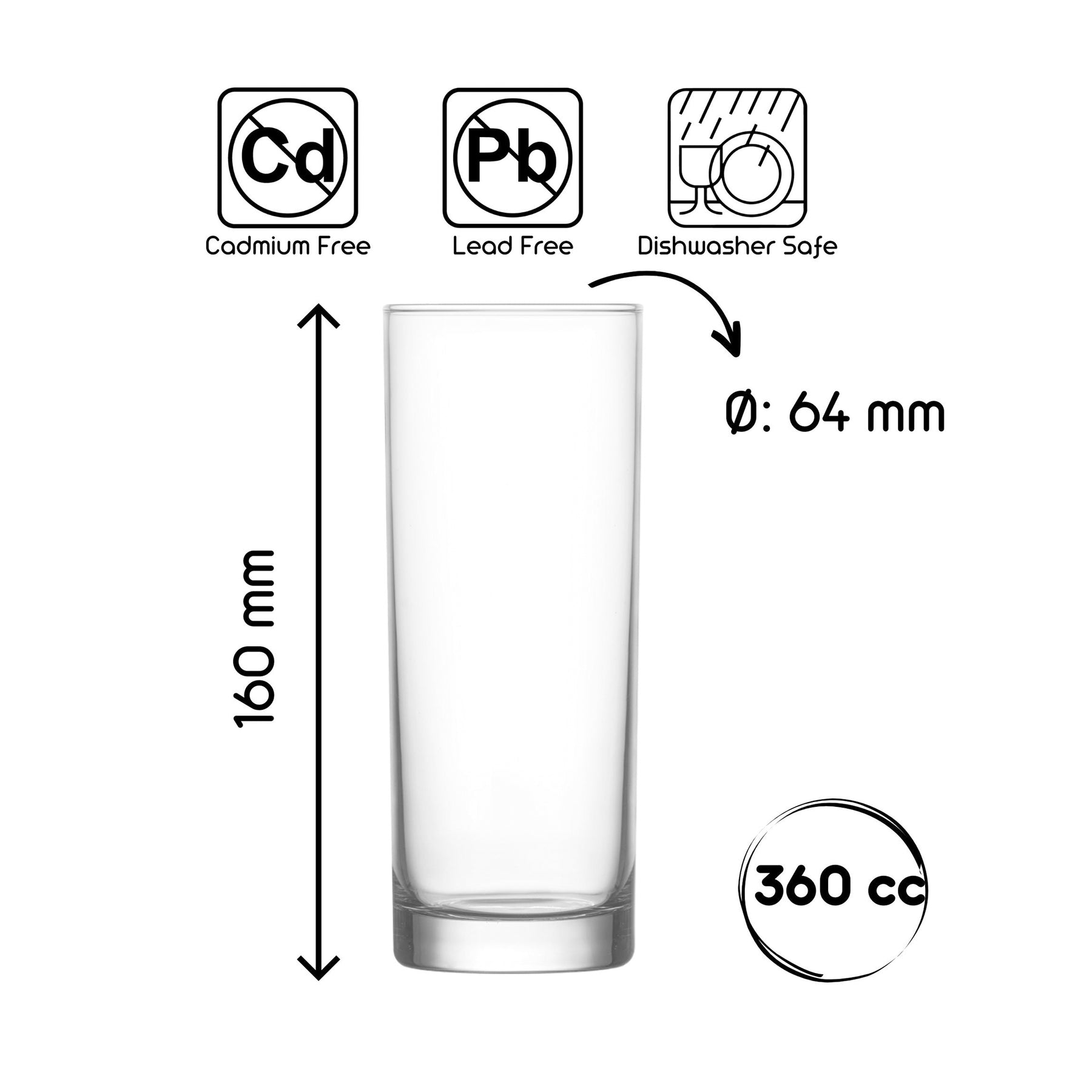 LAV Liberty Longdrinkgläser – 360 ml (12 1/4 oz), 6er Set