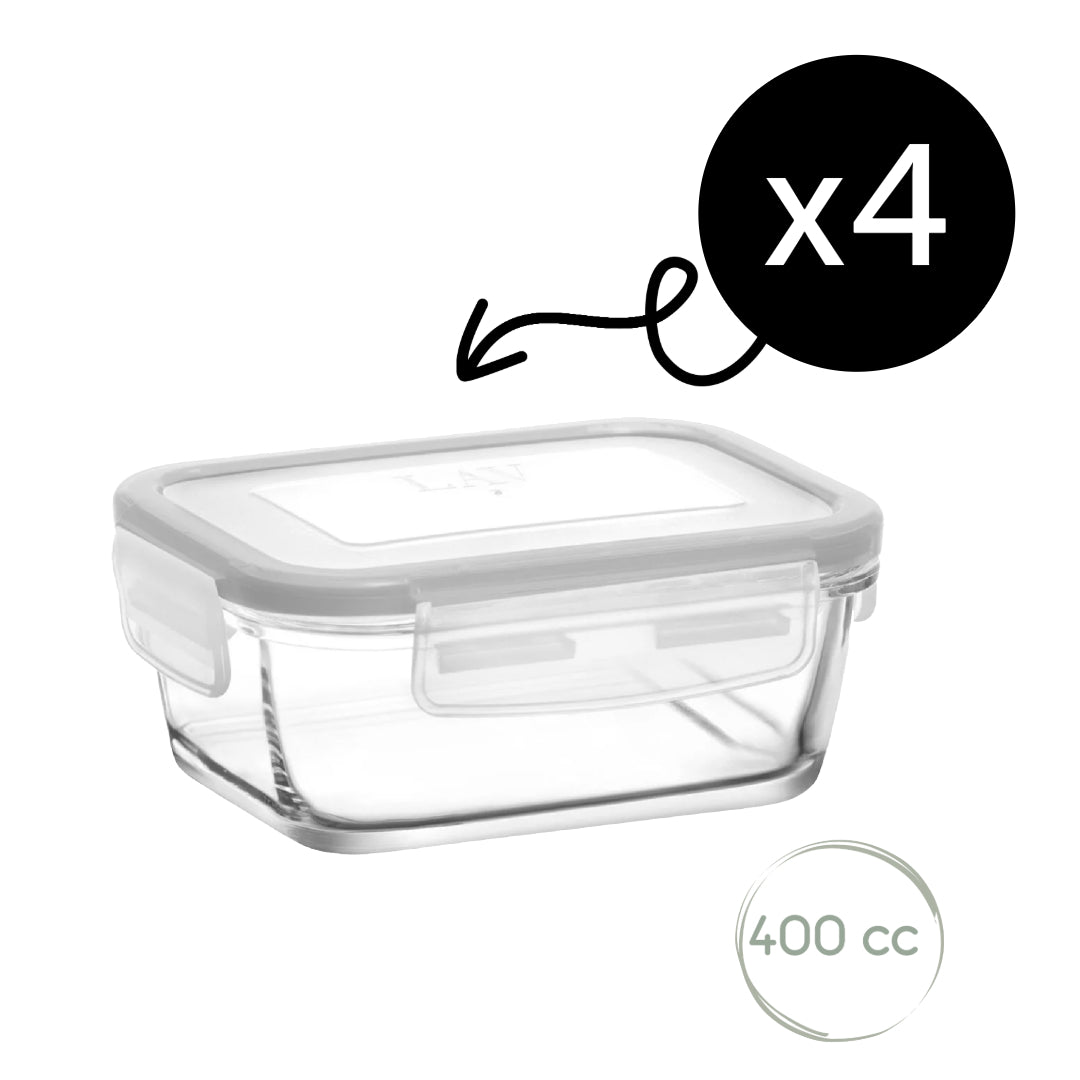 LAV Fresco Glasbehälter mit Deckel – 400 ml (13 1/2 oz), 1er Set
