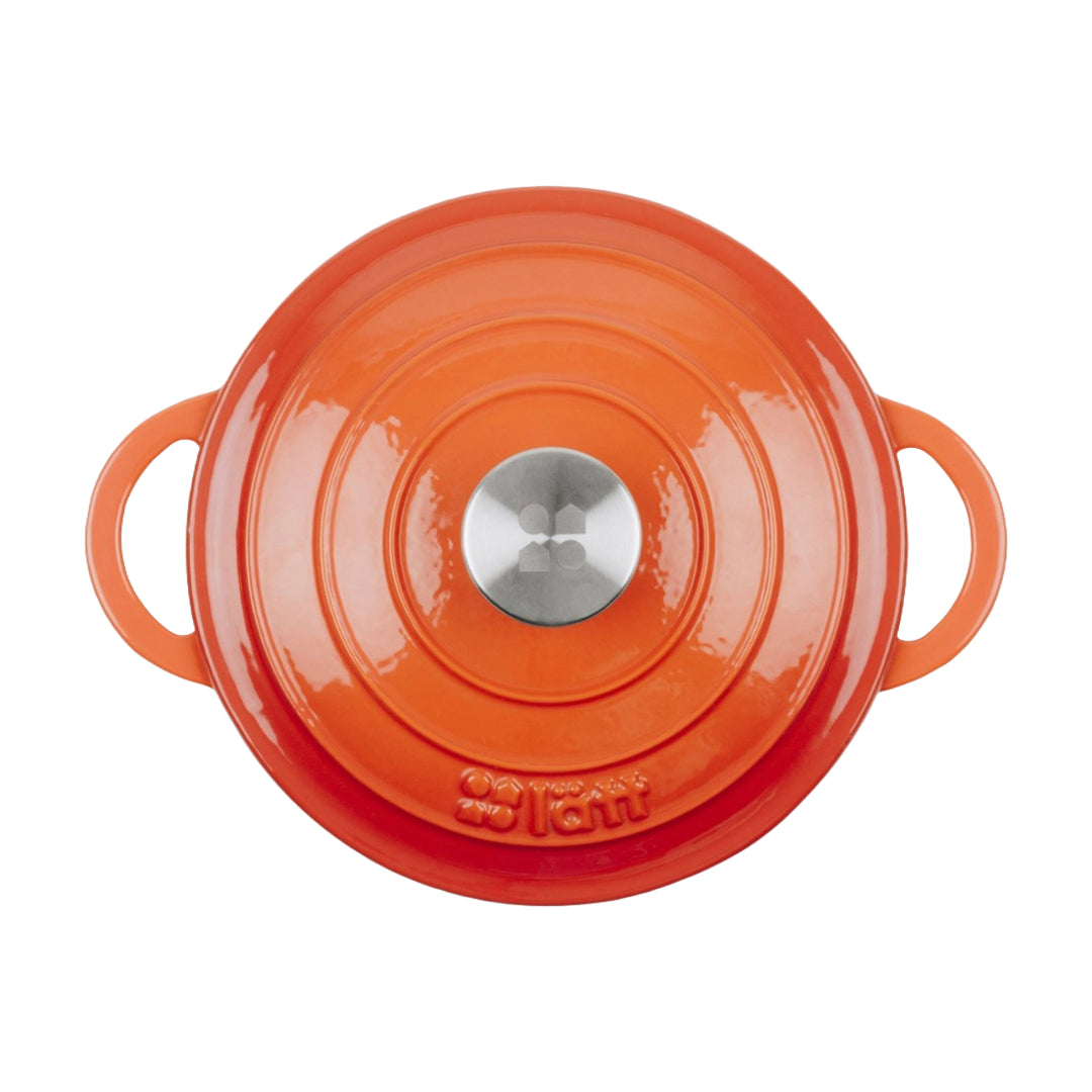 COCOTTE Lätt Gusseisen Bräter Rund - 22x10,5 cm, 3,35 L - Orange Emailliert