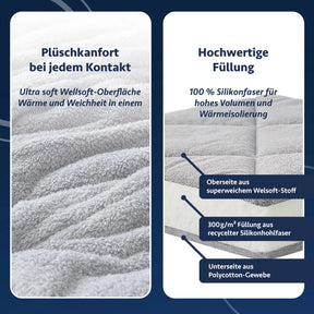 Luxuriöse Wellsoft-Steppdecke Grau wendbar Oberseite Struktur