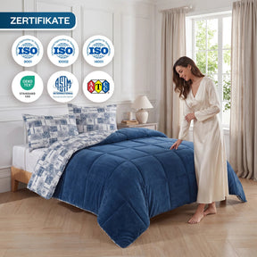 Formeya Steppdecke Blau Baumwoll-Polyester-Seite Detailansicht