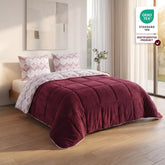 Formeya Luxus-Wellsoft-Steppdecke Bordeaux mit Kissenbezug doppelseitig
