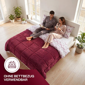 Formeya Steppdecke Bordeaux Kissenbezug Detail doppelseitige Verarbeitung