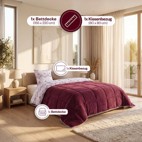 Steppdecken-Set Bordeaux Formeya doppelseitig Wellsoft Baumwoll