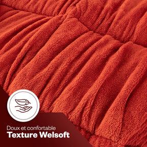 Wellsoft-Steppdecke Orange Kissenbezug Detail Nähte