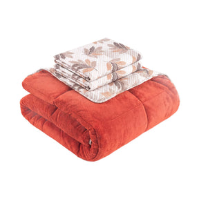 Luxus-Steppdecken-Set Orange Kissenbezug Eckenansicht Detail