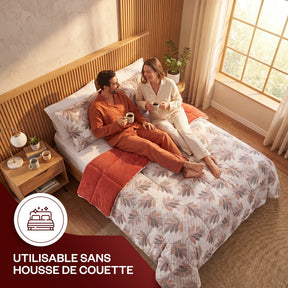 Wellsoft-Steppdecke Orange Nahaufnahme Baumwollseite Kissenbezug