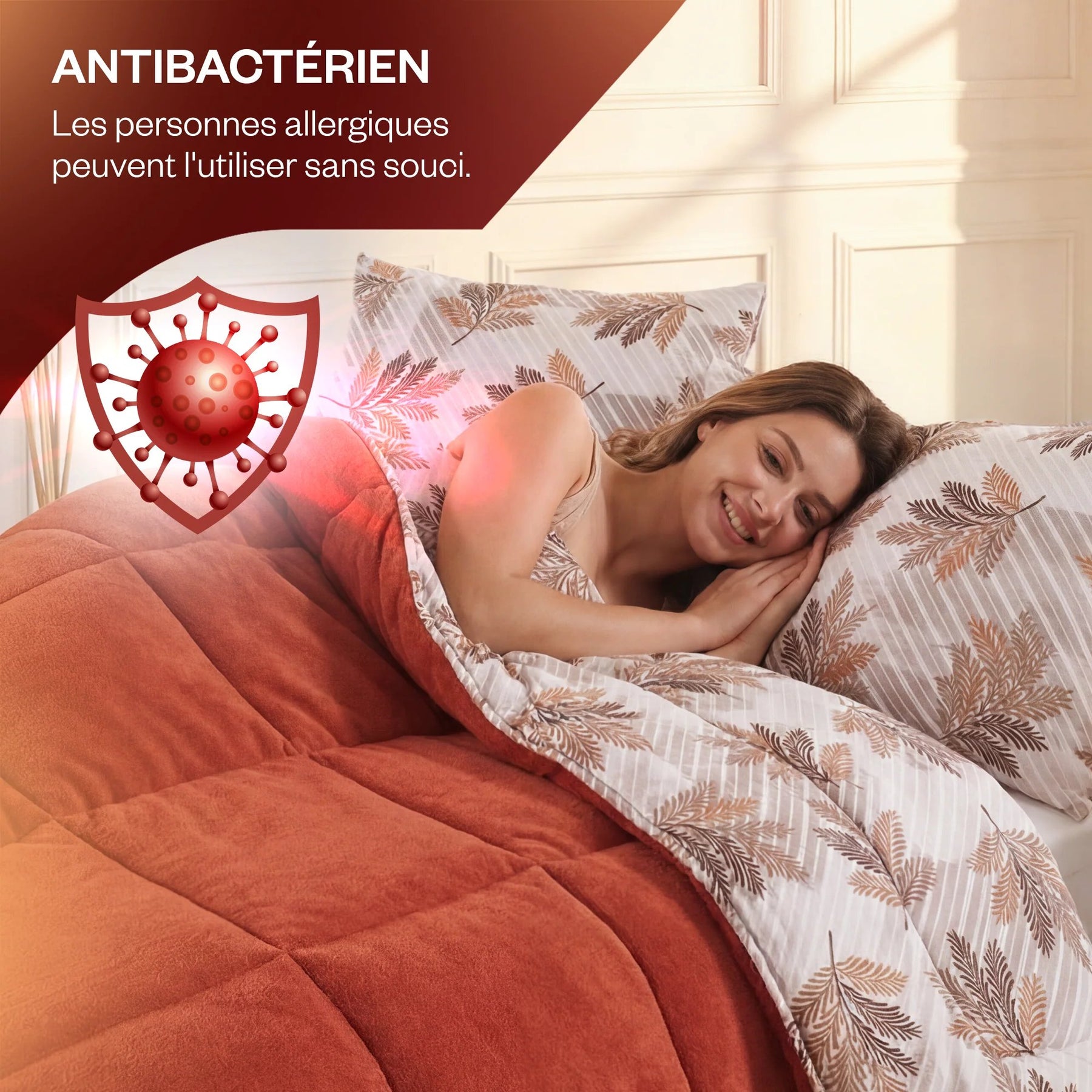 Luxus-Steppdecke Orange Wellsoft-Seite gekuschelt weich