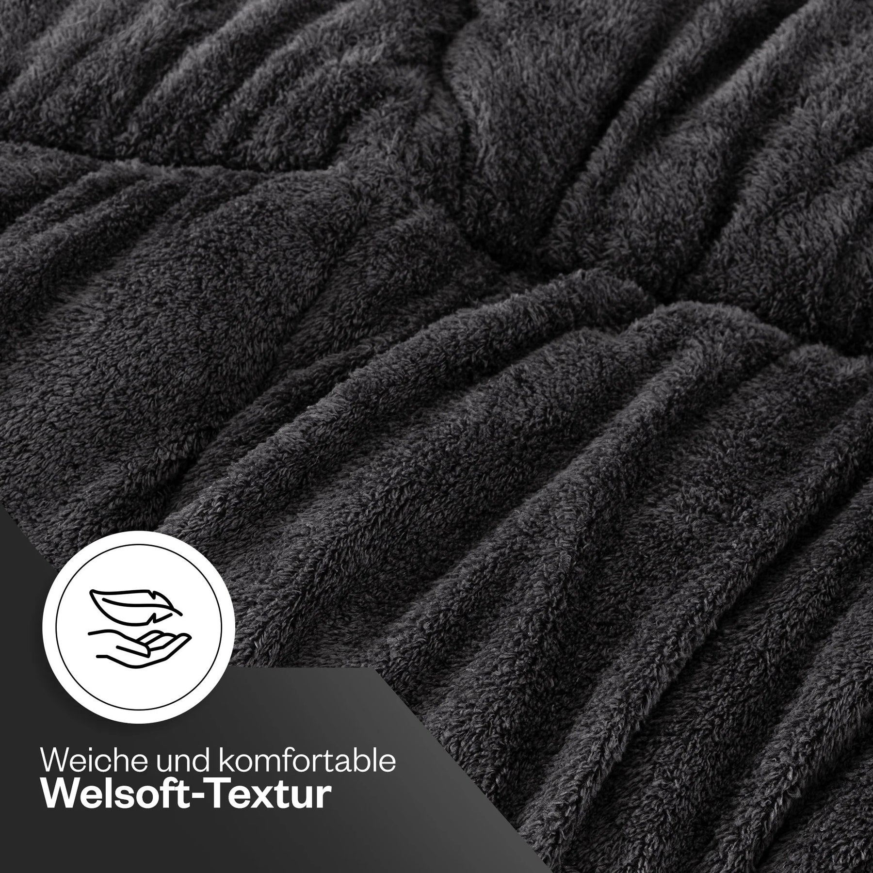 Luxus-Steppdecke Schwarz Wellsoft-Seite Textur und Oberfläche