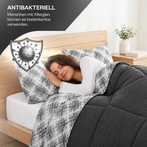 Wellsoft-Steppdecke Schwarz Nahaufnahme der weichen Oberfläche