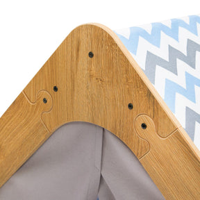 Cozy Collections Spielhaus aus Naturholz für Kinder mit Stoffzelt – Montessori-Stern-Spielhaus, 114 × 95 × 90 cm, 3–6 Jahre