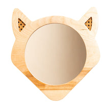 Cozy Collections Dekorativer Fuchs-Spiegel aus Naturholz mit Rattan-Verzierungen – Ø 30 cm, 16 mm, Glasspiegel