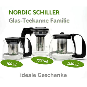 Nordic Schiller Lilac Glas Teekanne mit Deckel und Edelstahl-Sieb – 700 ml