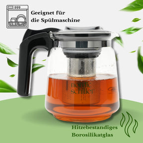 Nordic Schiller Lilac Glas Teekanne mit Deckel und Edelstahl-Sieb – 1500 ml