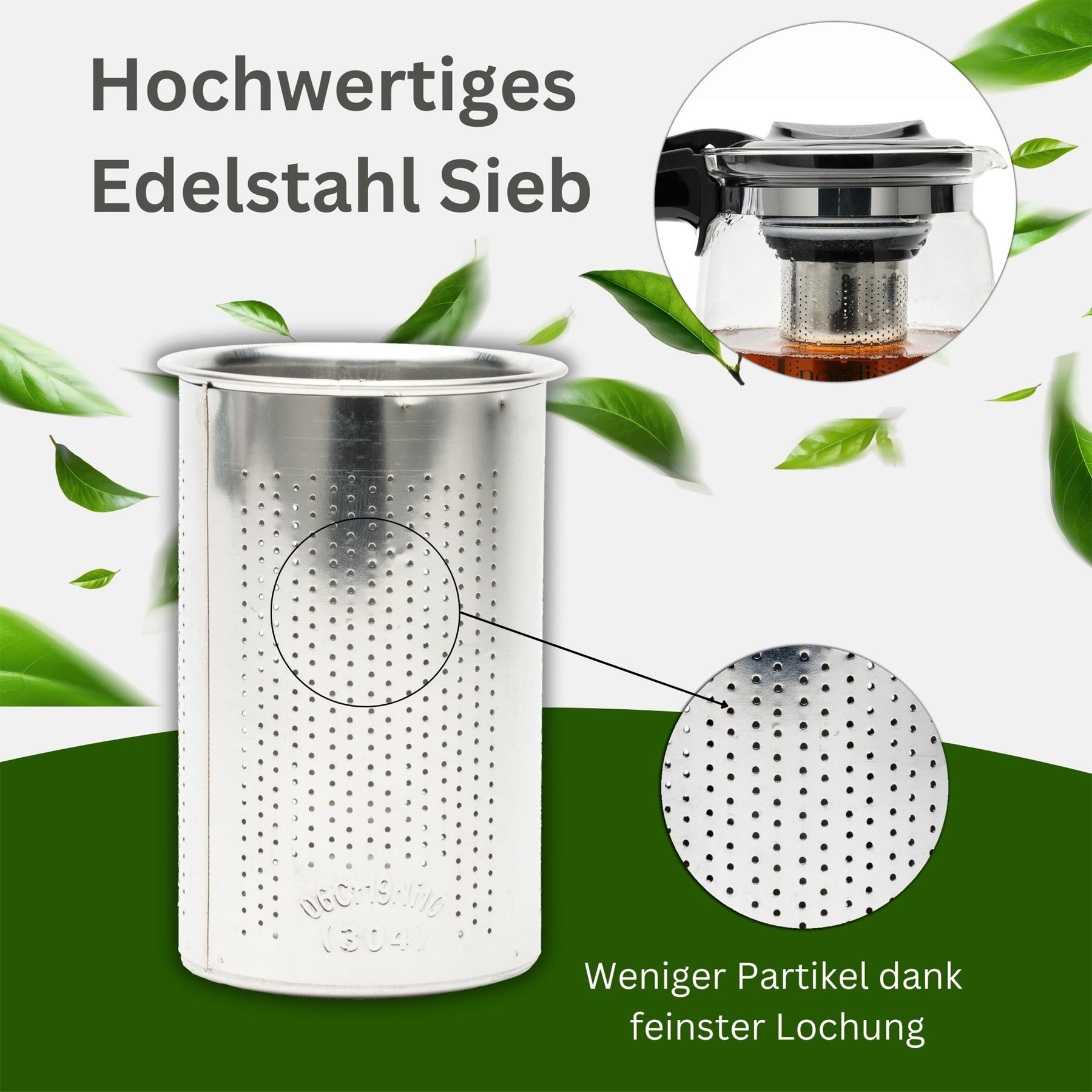 Nordic Schiller Lilac Glas Teekanne mit Deckel und Edelstahl-Sieb – 1500 ml