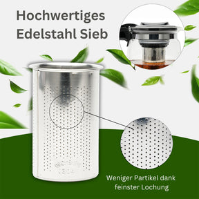 Nordic Schiller Lilac Glas Teekanne mit Deckel und Edelstahl-Sieb – 1500 ml