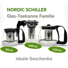 Nordic Schiller Lilac Glas Teekanne mit Deckel und Edelstahl-Sieb – 1500 ml