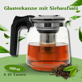 Nordic Schiller Lilac Glas Teekanne mit Deckel und Edelstahl-Sieb – 1500 ml
